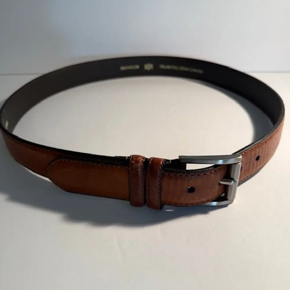 Fossil Brown Leather Belt Unisex Size 38